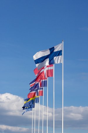 Decorative element: Nordic flags in the wind